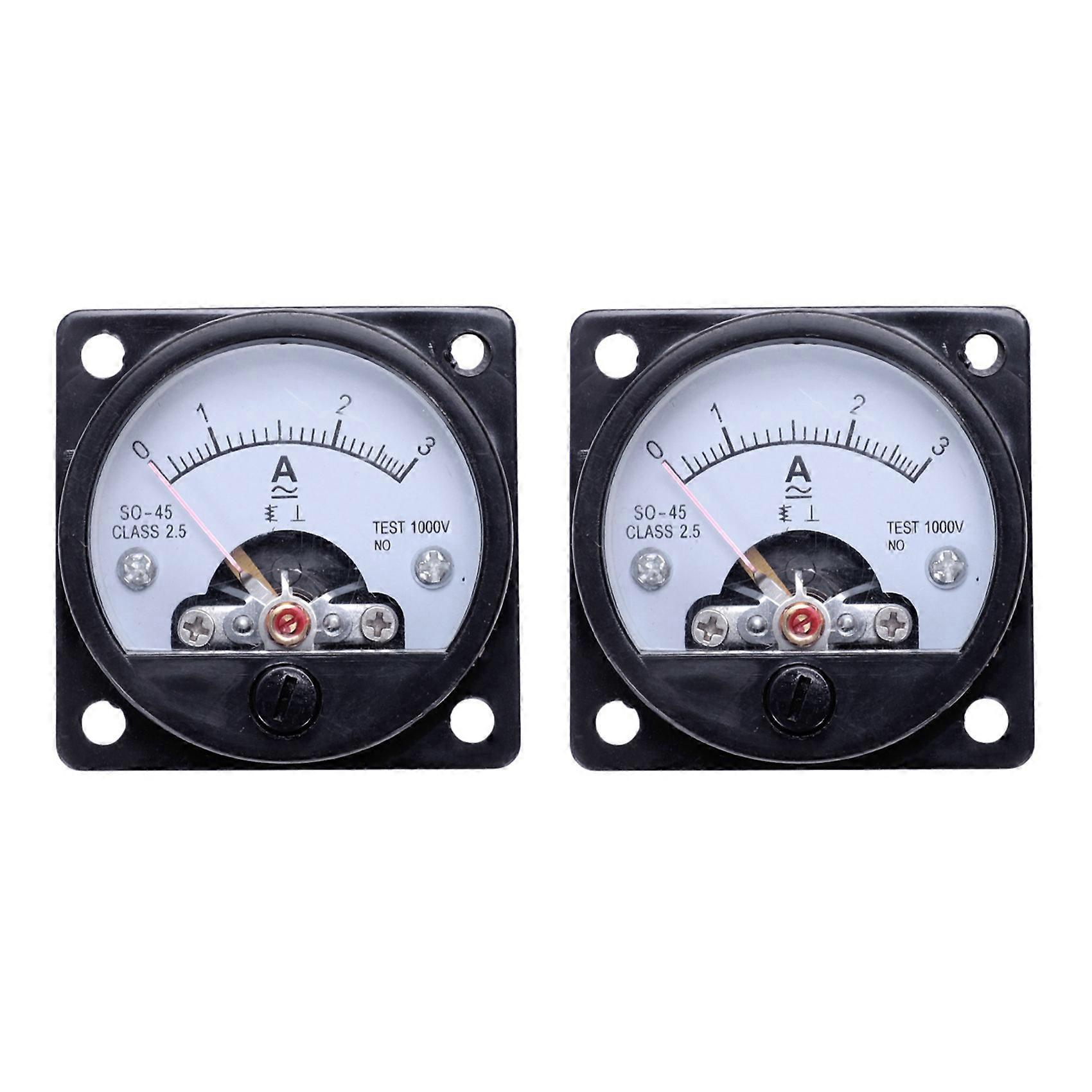 2X AC 0-3A Round Analog Panel Meter Current Measuring Ammeter Gauge Black