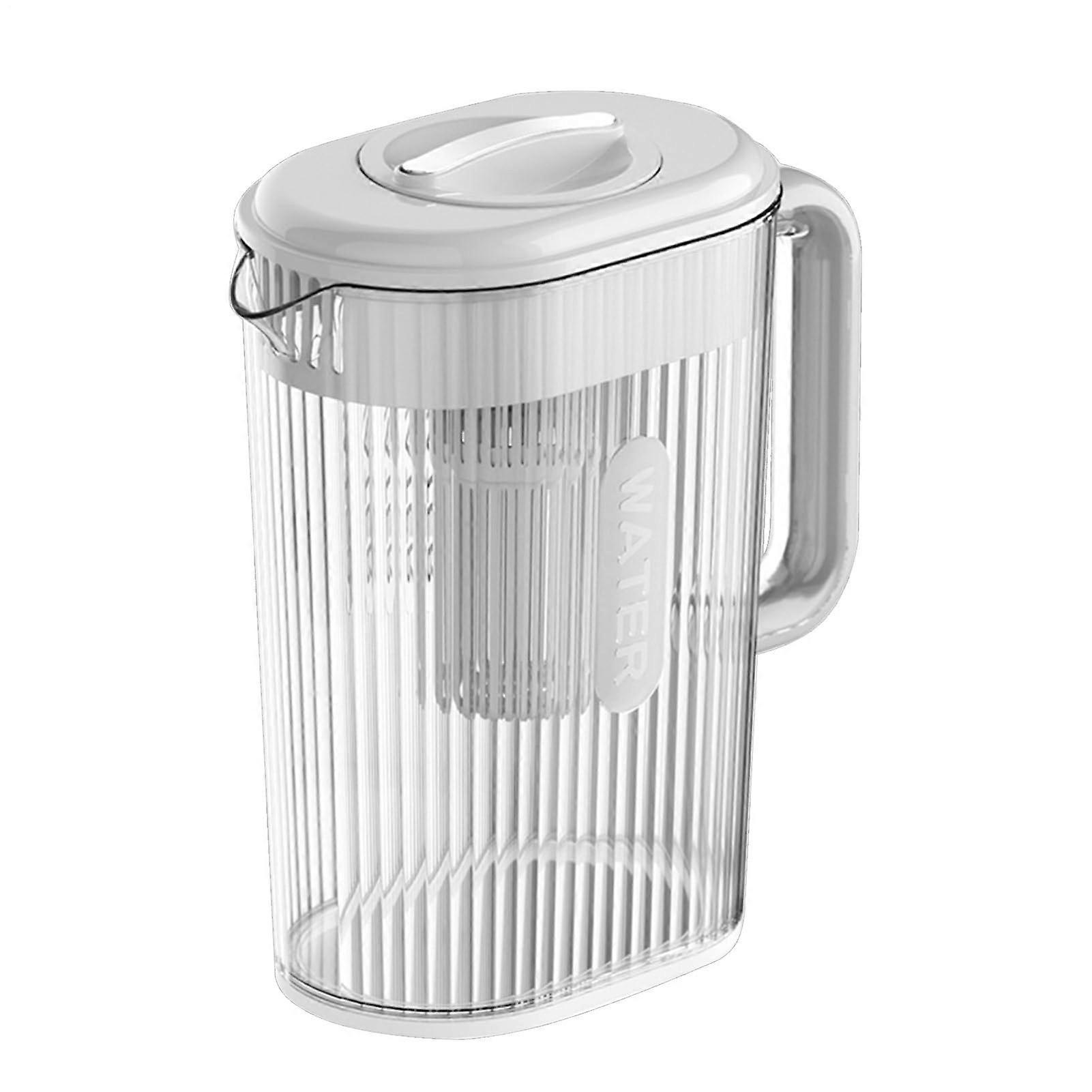Water Pitcher with Lid 2L Heat Resistant Iced Tea Jug with Builtin Filter and Clear Juice Container
