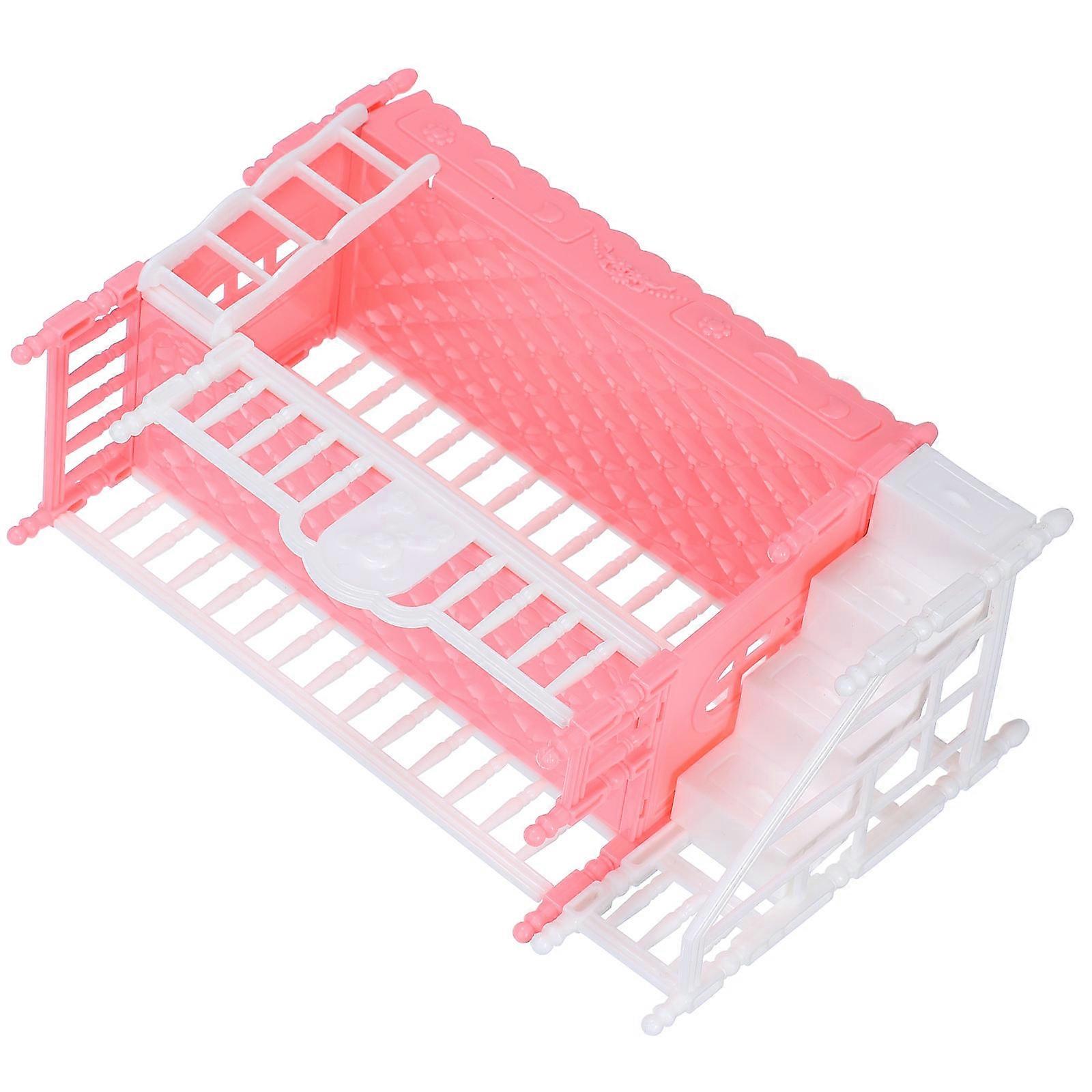 Princess Doll Bed Doll Bunk Bed for Decor Miniature Pink Accessory