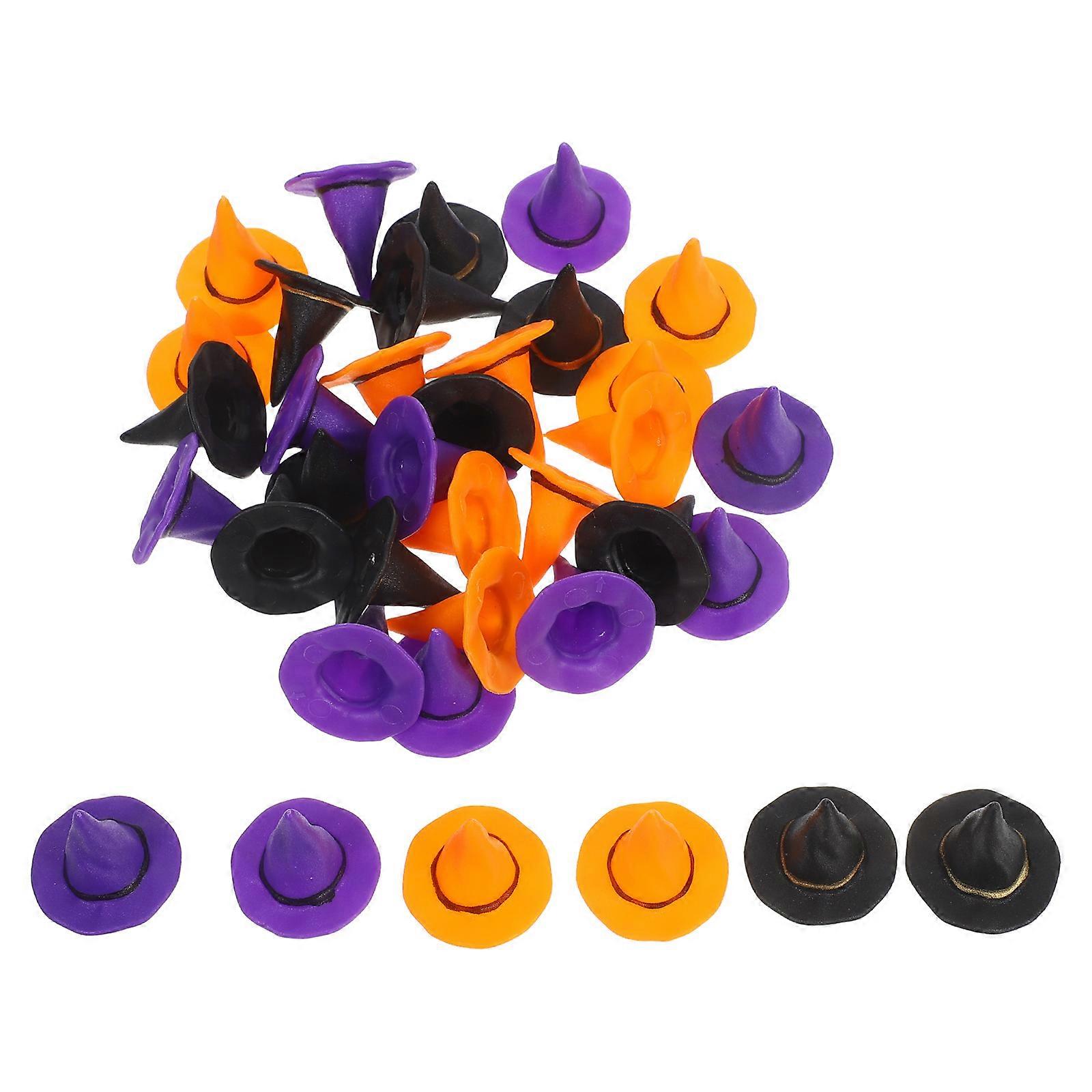 Miniature Witch Hats for Decor 36Pcs Plastic Halloween Wizard Hat Ornaments