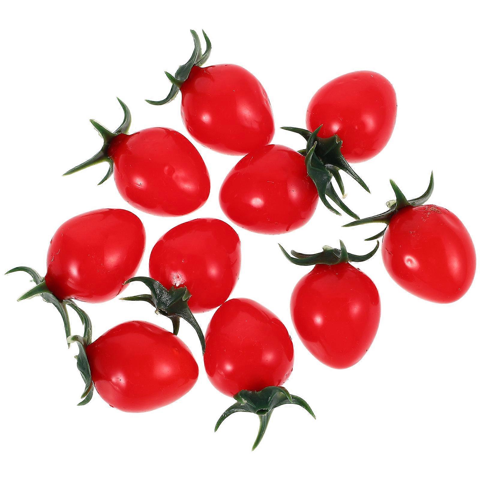 Kitchen Cherry Tomatoes Prop Mini Artificial Tomatoes for Decor 10Pcs Red