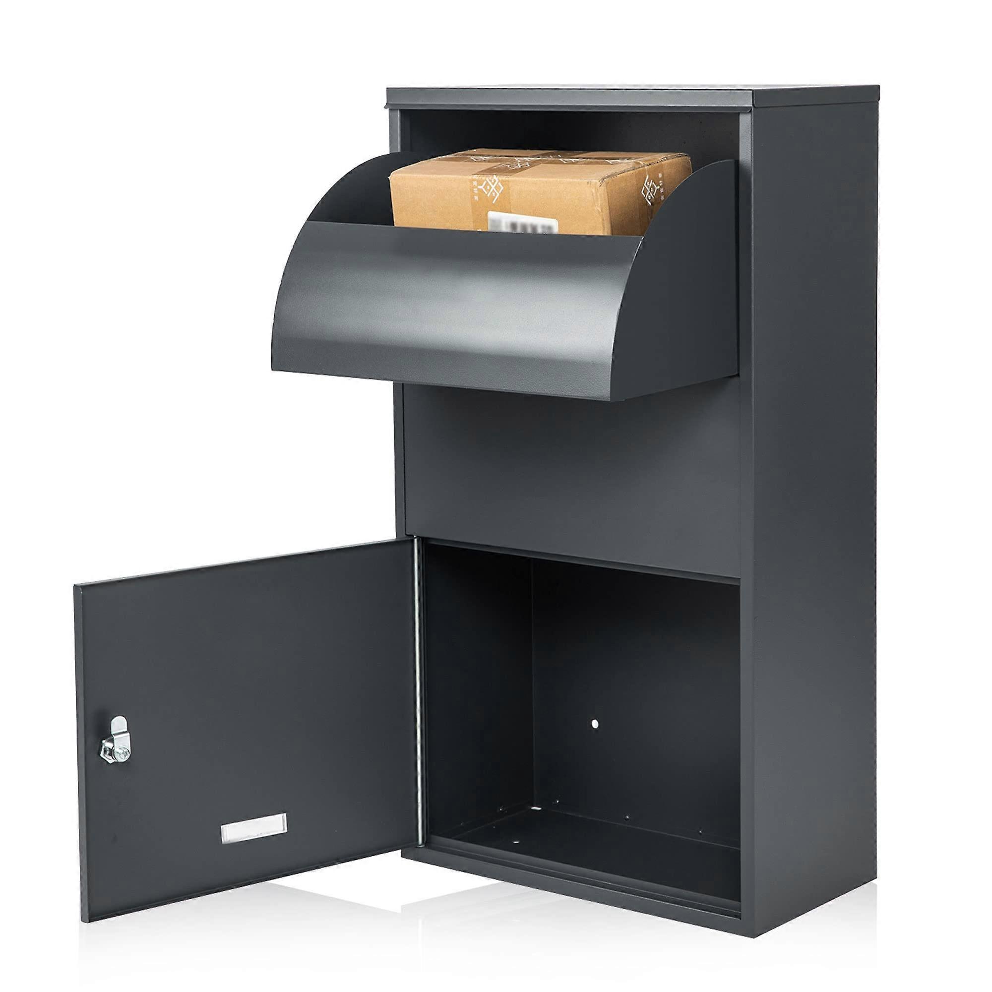 Extra Large Lockable Package Delivery Box for Outdoor Wall Mount AntiTheft Parcel Mailbox Grey BG010A