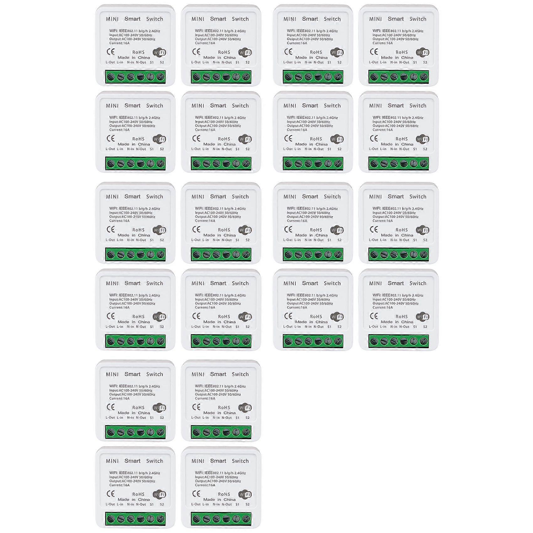 20PCS WiFi Smart Switch Light Switch, APP Remote Control, Voice Control, DIY Mode, Timer Function, LAN Control,2 Way 16A