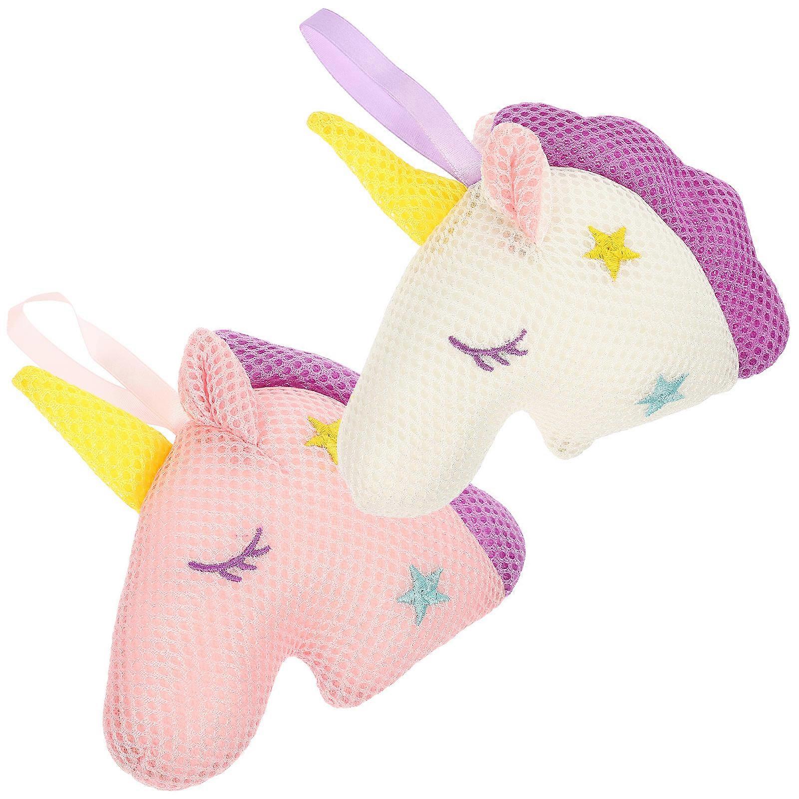 Unicorn Shower Brush Mesh Bath Sponge for Home Use 2Pcs Assorted Color
