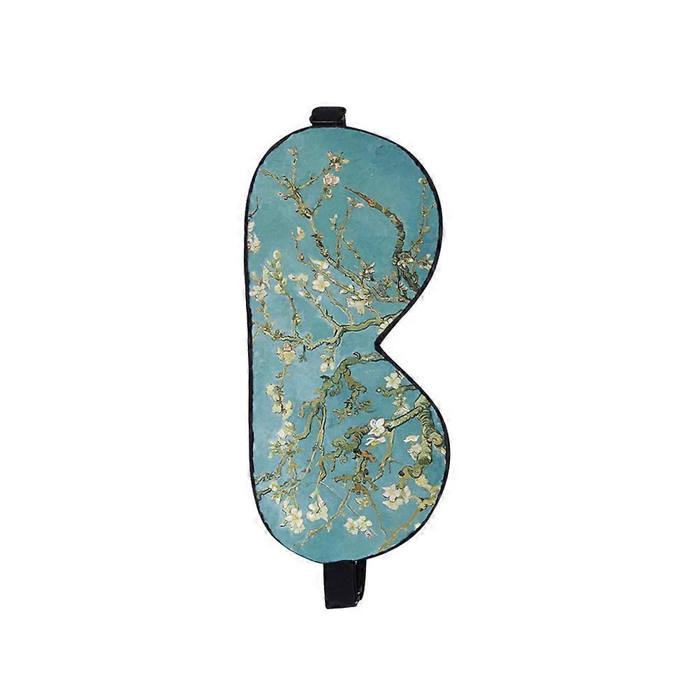 Silk Eye Patch for Sleeping Use with Green Flower Pattern