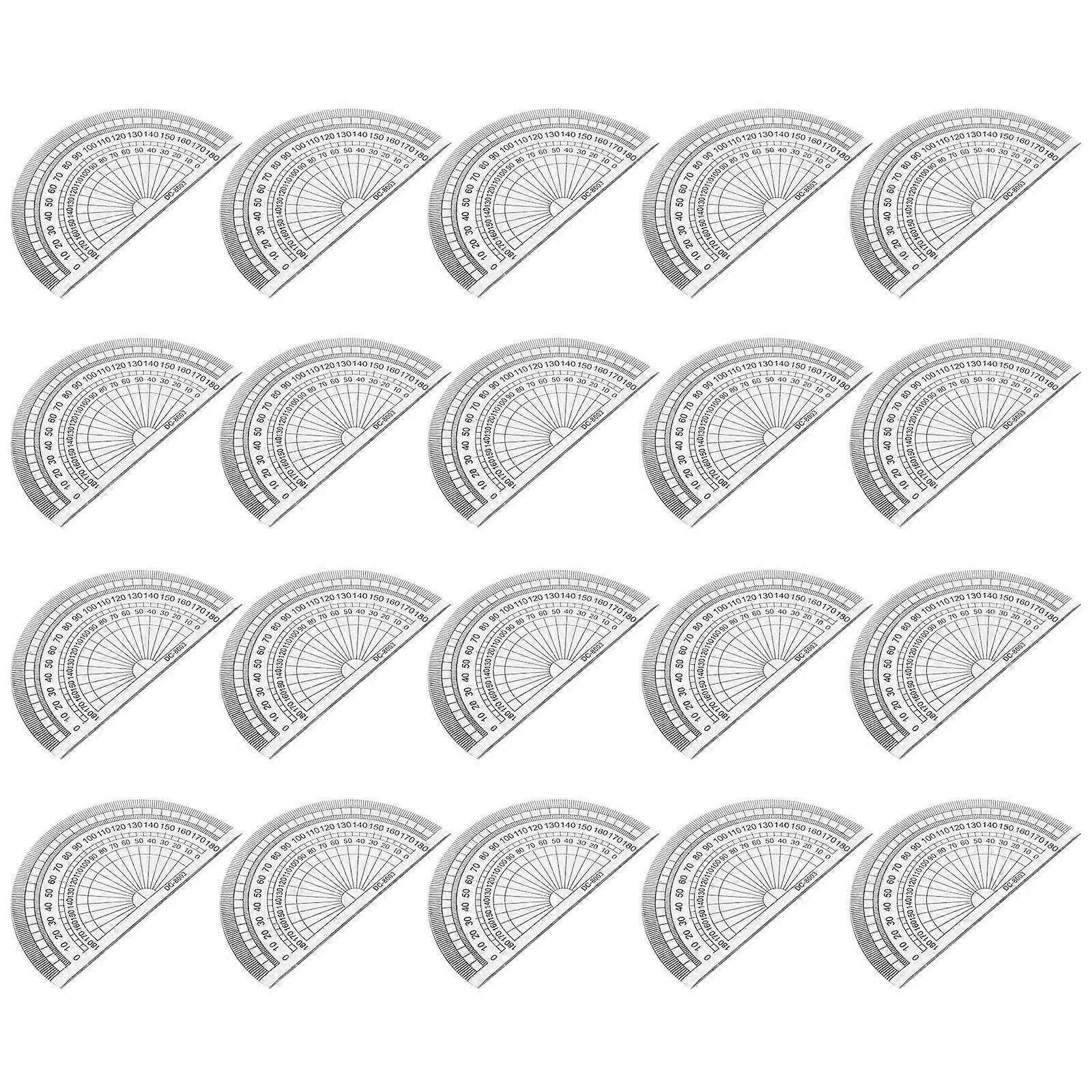 Protractor Math Protractors Angle Measurement School Students Transparent Plastic 10cm 4 Inch Semicircular Standard Shape Technical Drawing 20Pcs