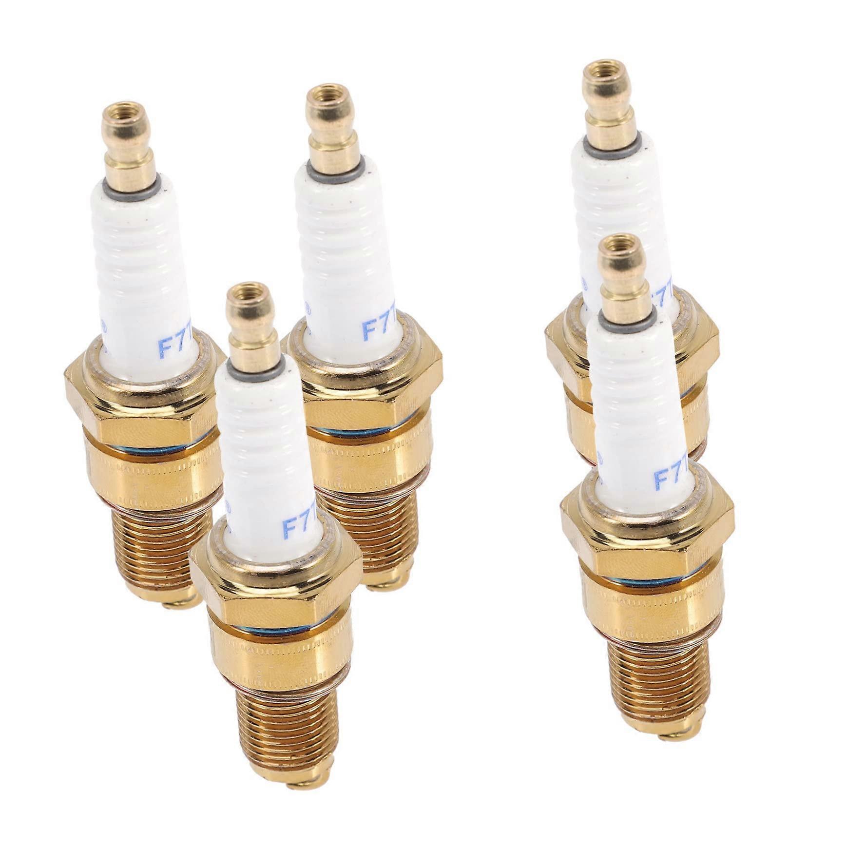 5pcs Gold Plated Lawn Mower and Generator Spark Plugs Easy Engine Start Energy Saving