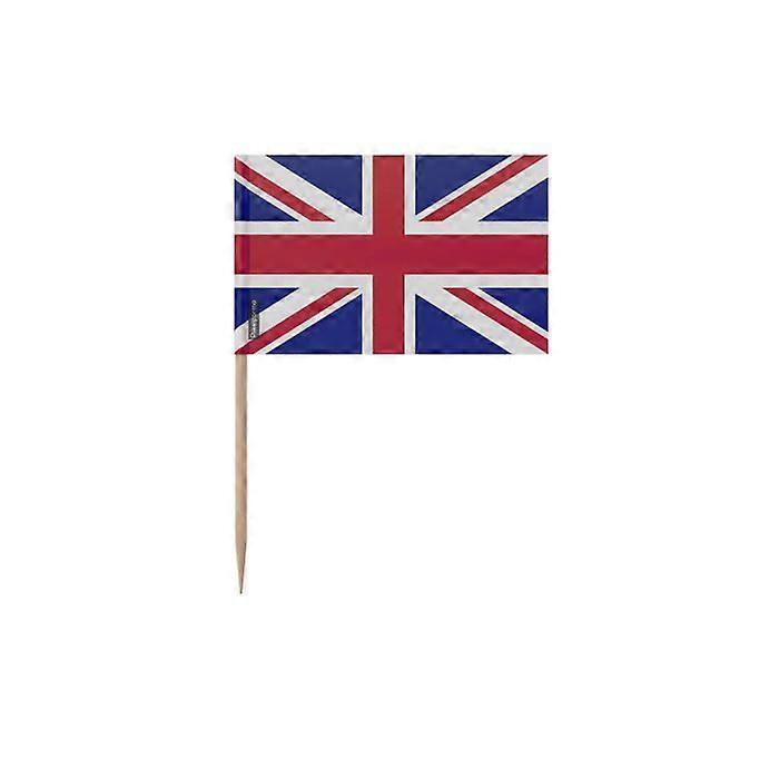 UK Flag Toothpicks - 10 cm - 100 pieces - Adhesive Plastic - Bamboo Stick - Pixelforma