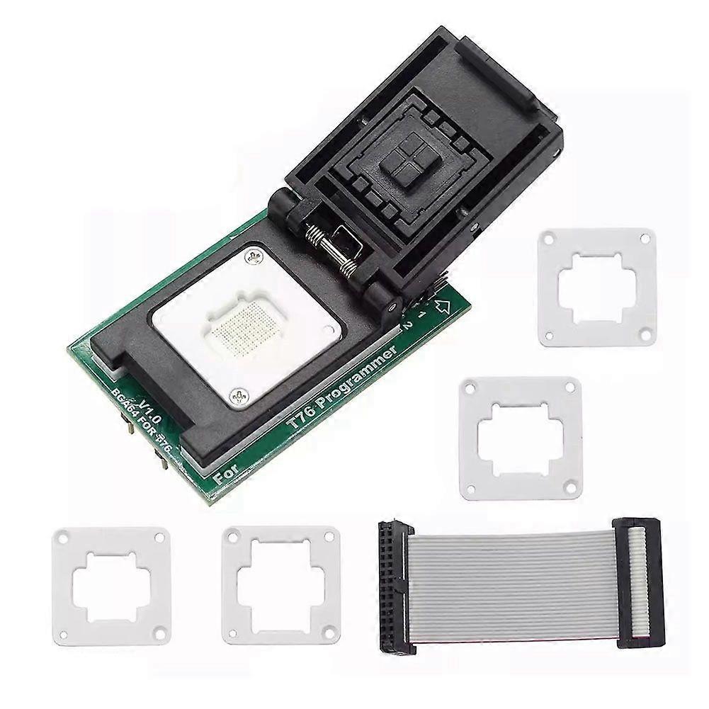 EMMC BGA64 Adapter IC Socket for XGecu T76 Programmer with Dual Head Spring-Loaded Test Probe Holder + Limit Frames