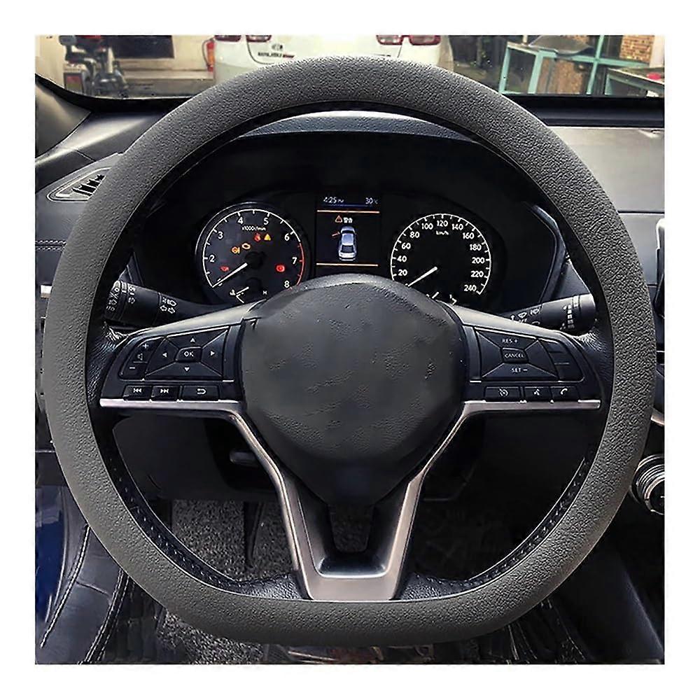 Silicone Steering Wheel Cover Universal AntiSlip Breathable Protector Elastic Soft Dark Gray