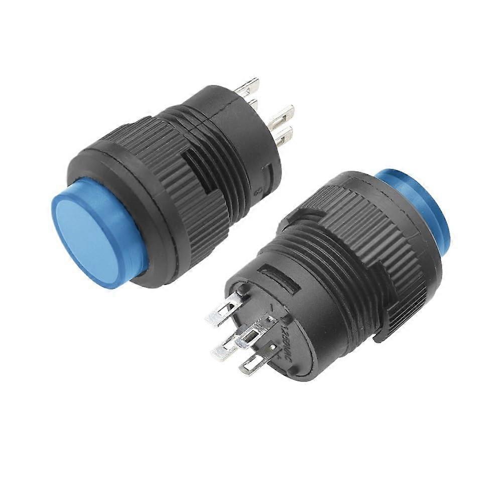 16mm Latching Push Button Switch with Blue LED Light, Self Locking 4 Pin R16503