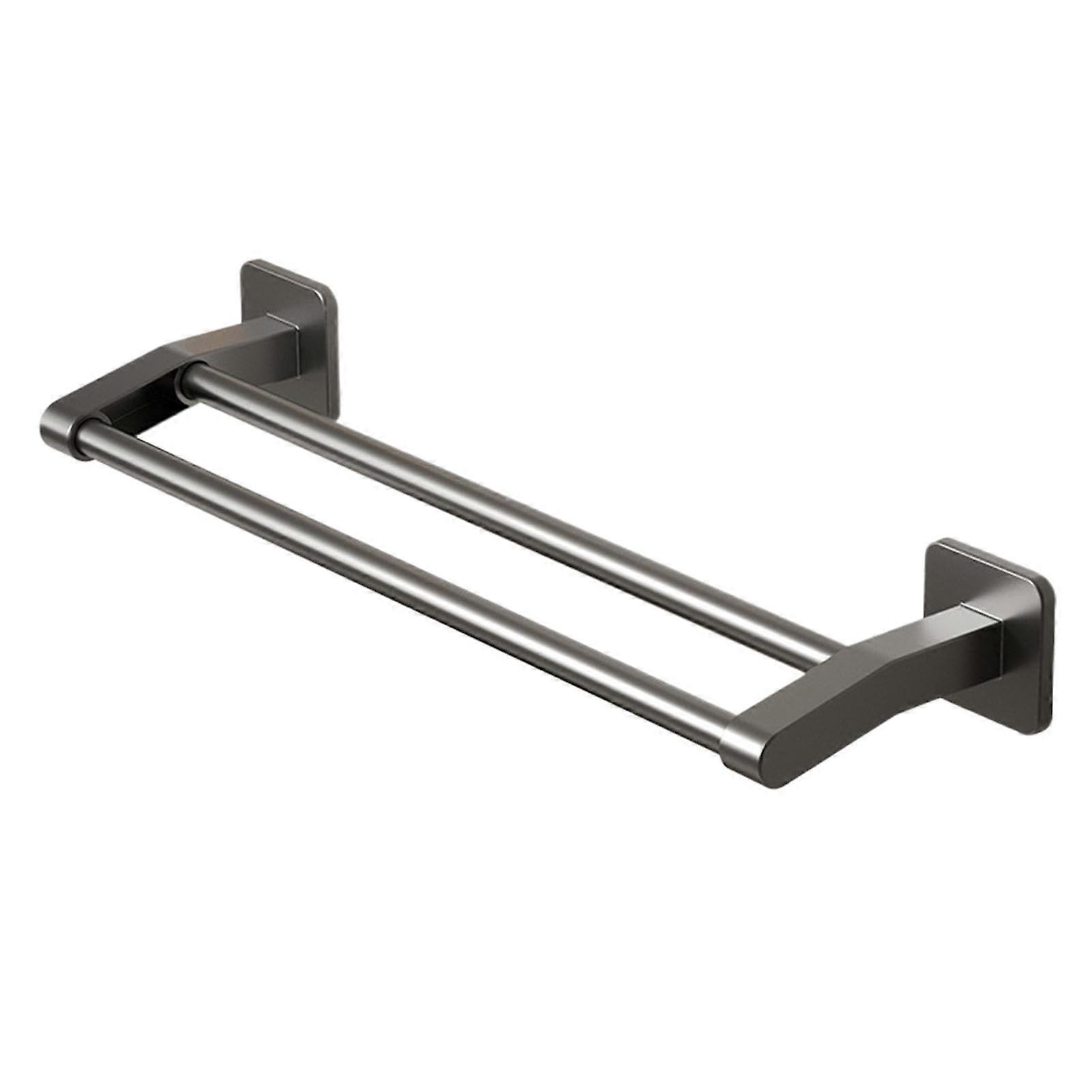 Bathroom Towel Rack Magnetic Wall Mounted Adhesive RustProof Adjustable Aluminum Bar 40CM Gray