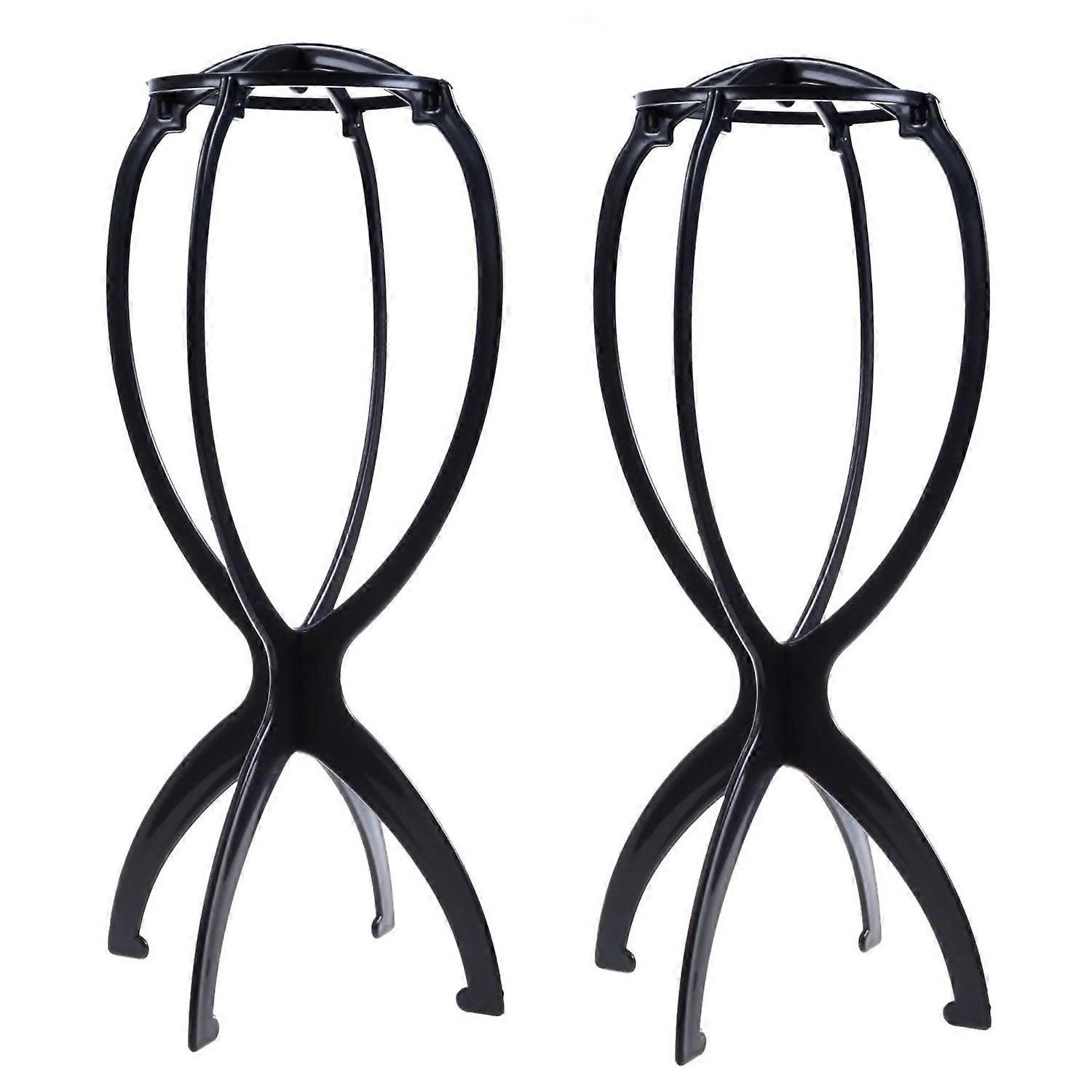 2 PCS Foldable Wig Stand for Drying and Display, Plastic Collapsible Wig Holder for Travel