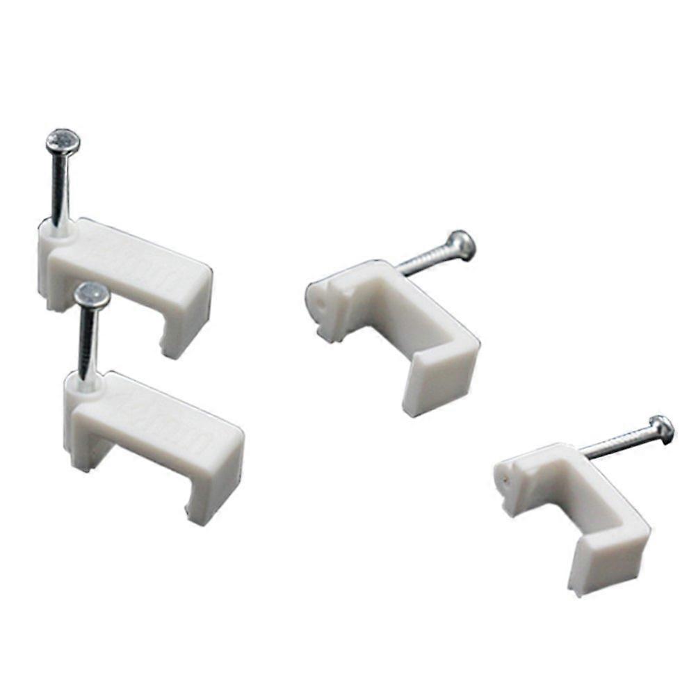 200PCS 8mm Flat Ethernet Cable Clips with Nails for Cable Management on Wall and Floor