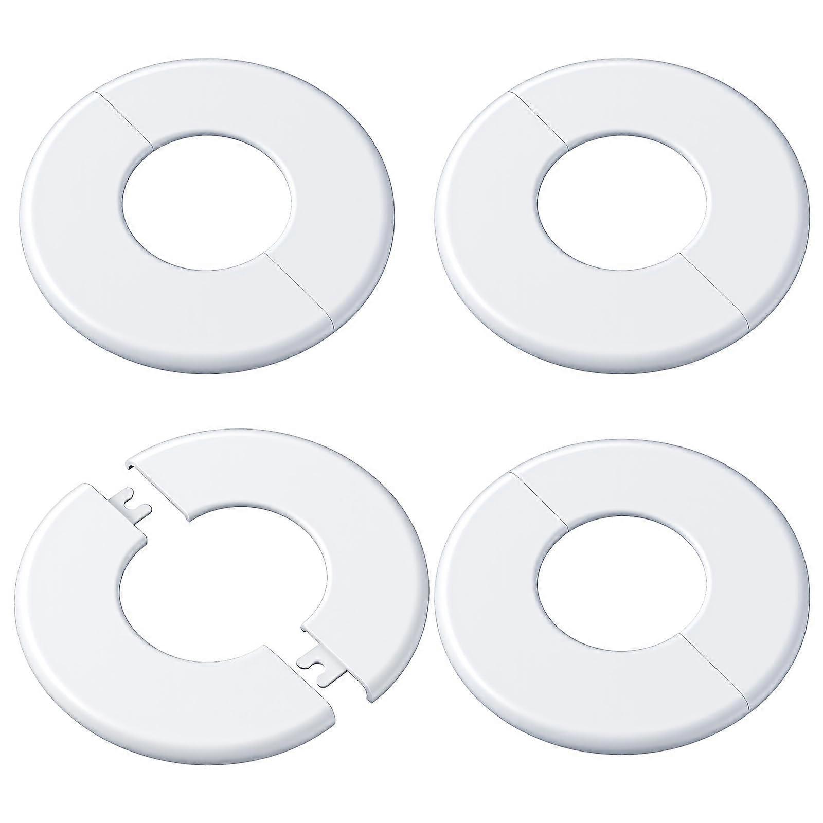 4Pcs ABS Wall Split Flange Pipe Cover, White SelfAdhesive Round Escutcheon for 2 Inch Plumbing