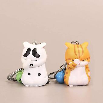 Cute PVC Cat Keychain Charm - Shy Chubby Kitten Design, Yellow (10cm) - View #5