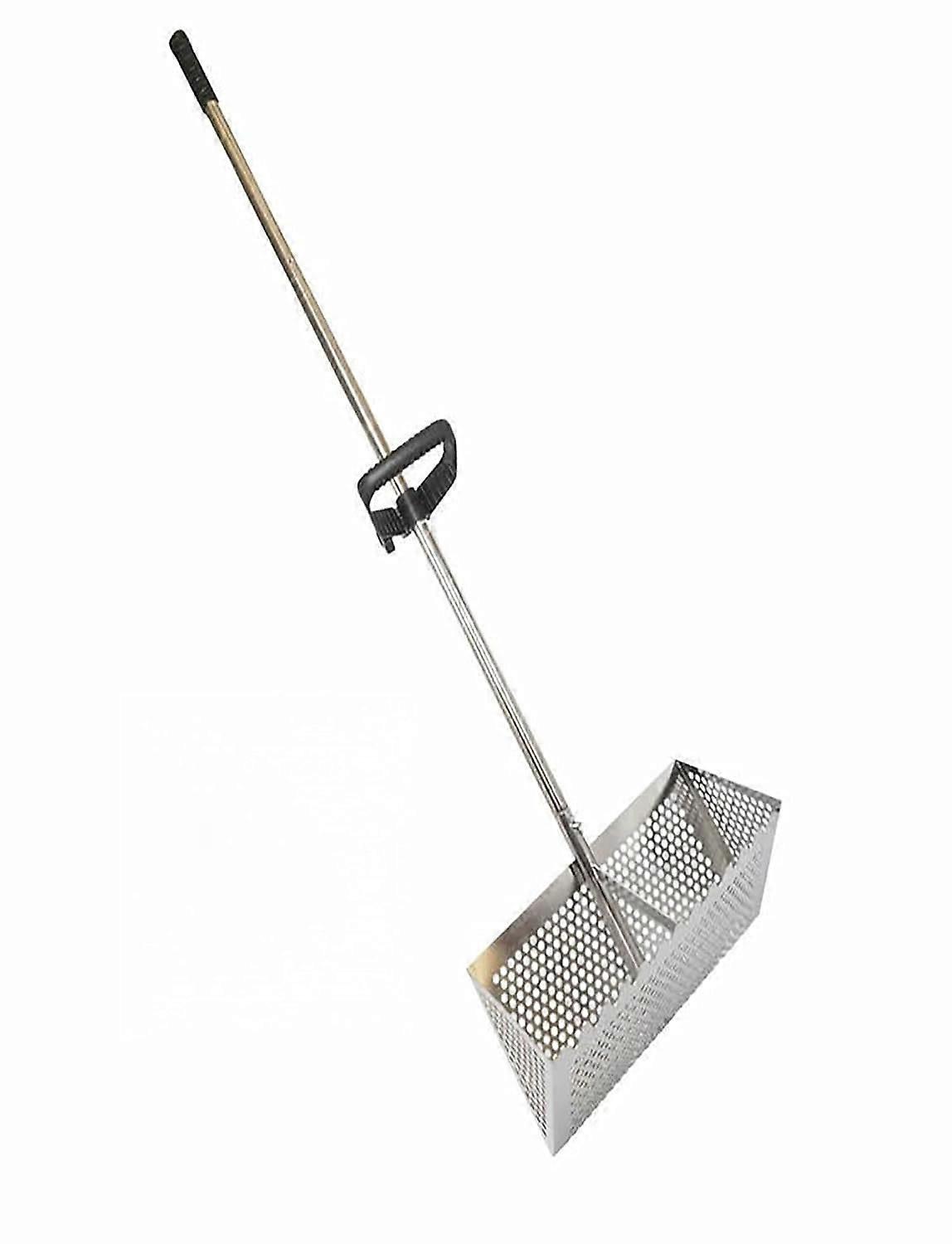 Stainless Steel Sand Flea Rake with Wide Shark Tooth Basket and Detachable Long Handle Beach Sifter