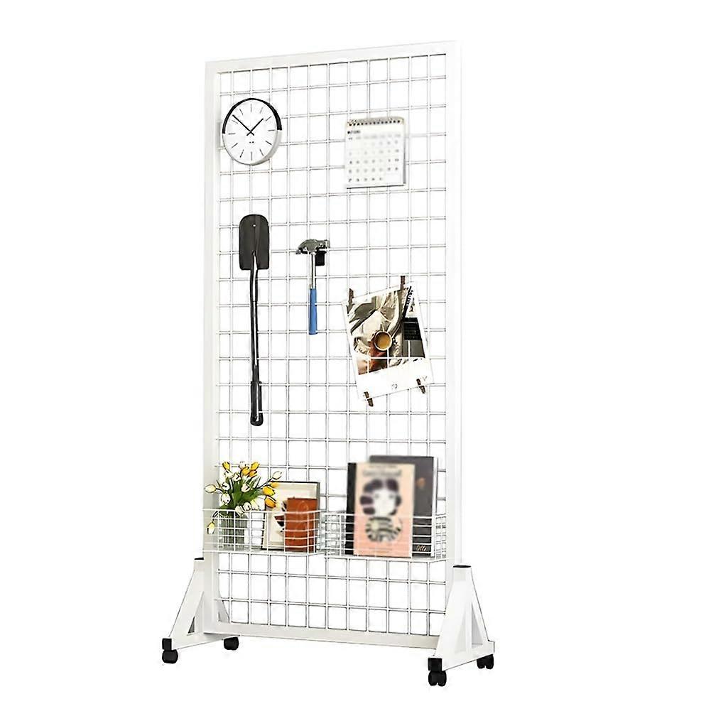 Gridwall Display Stand with Hooks, HeavyDuty Rolling Wire Grid Panel Rack for Retail and Craft Shows