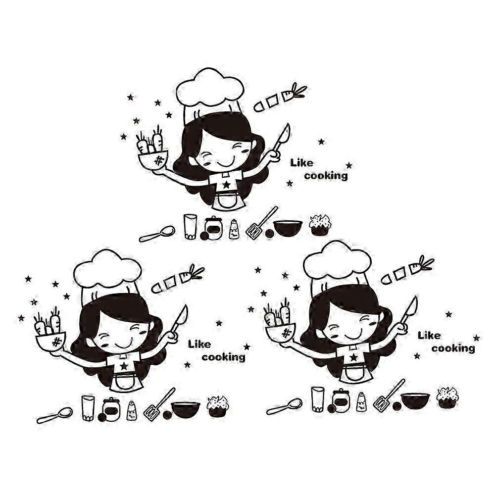 Kitchen Wall Sticker Removable for 3Pcs Creative Decor
