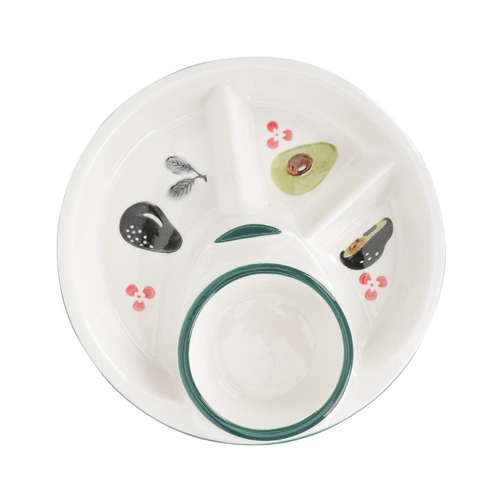 Ceramic Divided Plate with Multiple Compartments for Portion Control and Healthy Balanced Meals