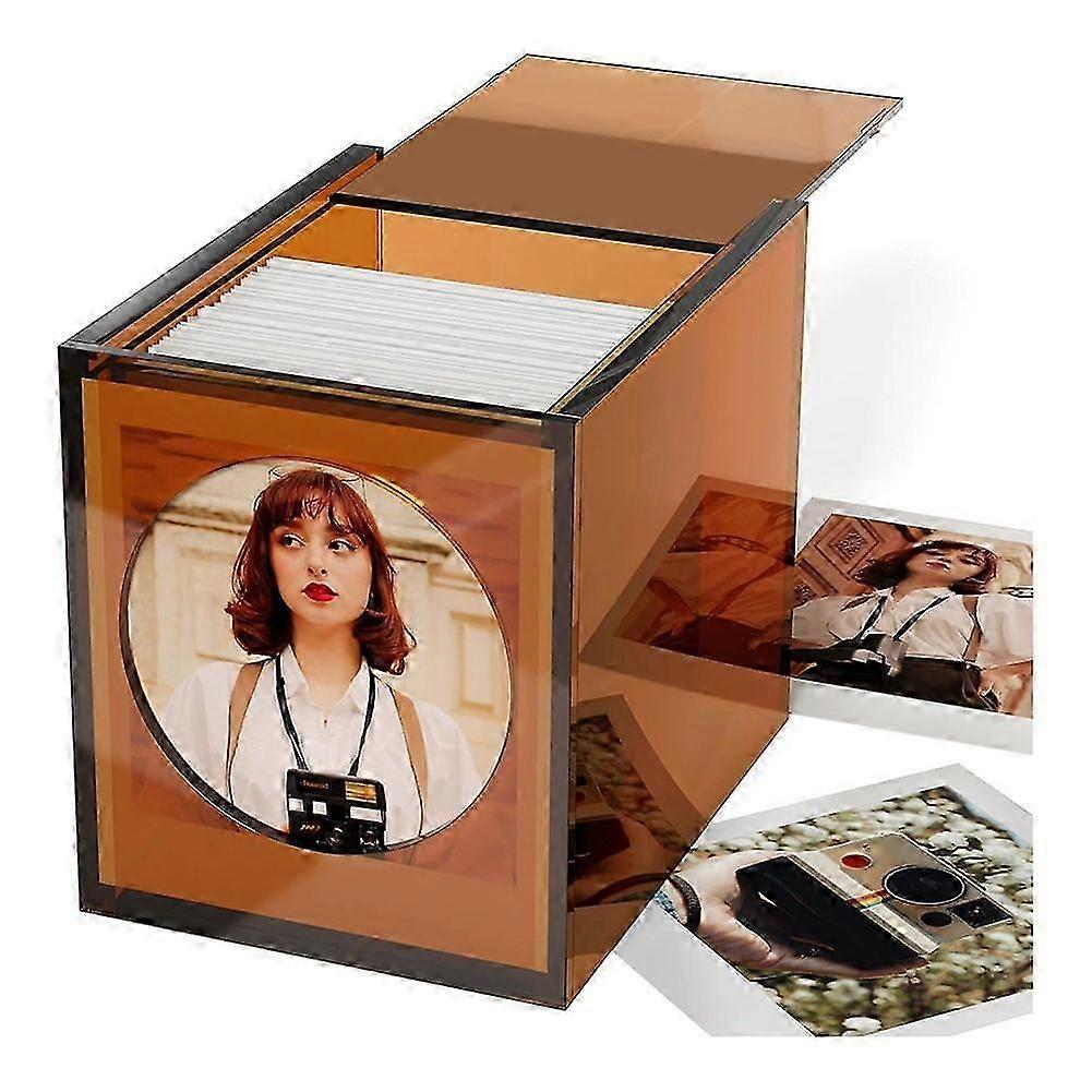Acrylic Frame & Photo Storage Box compatible Polaroid I-Type/600/SX-70/Instax Square Film, 4.2''X3.5'' Film Frame