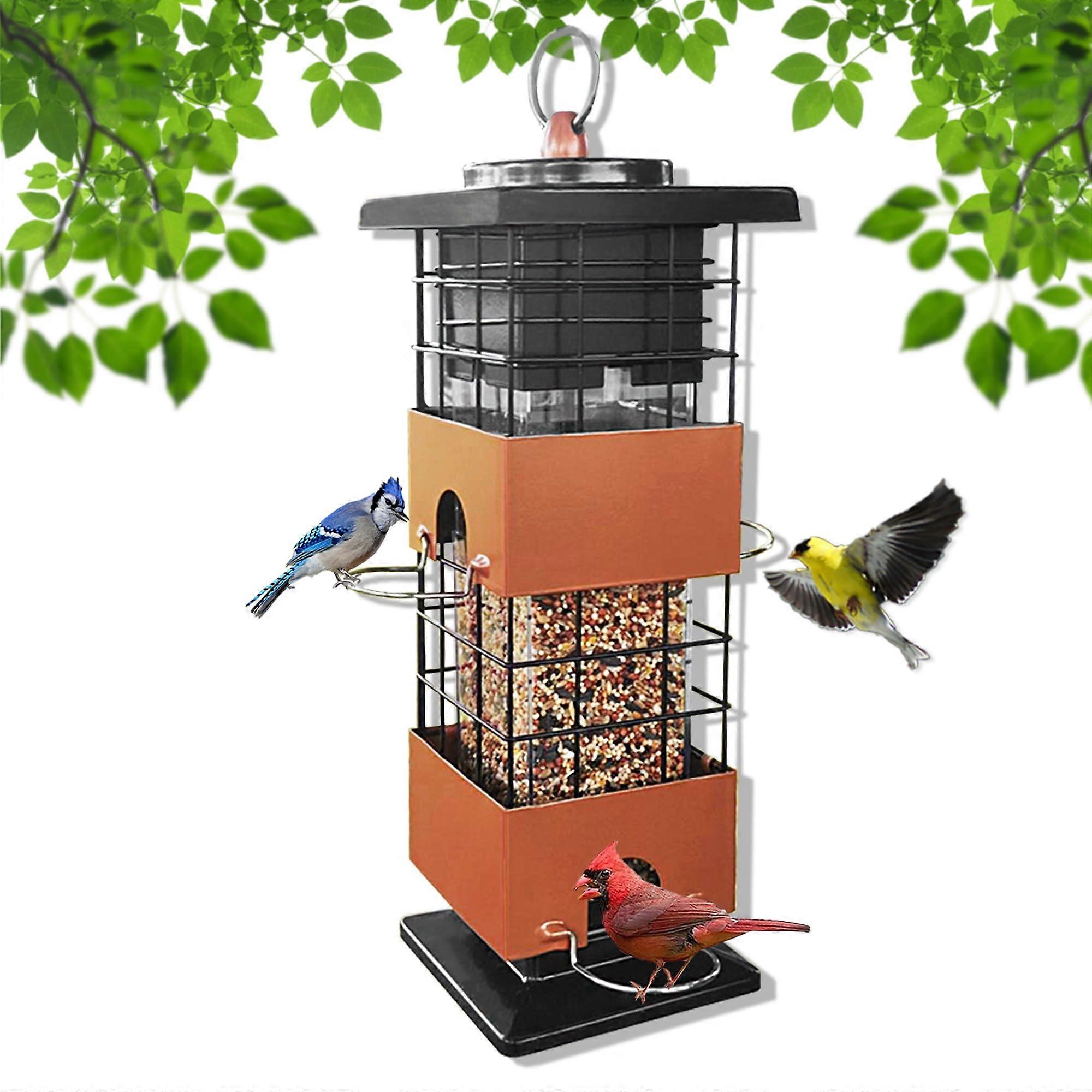 Squirrel Proof Hanging Metal Bird Feeder with WeightActivated Perches, 2.5LB Large Capacity