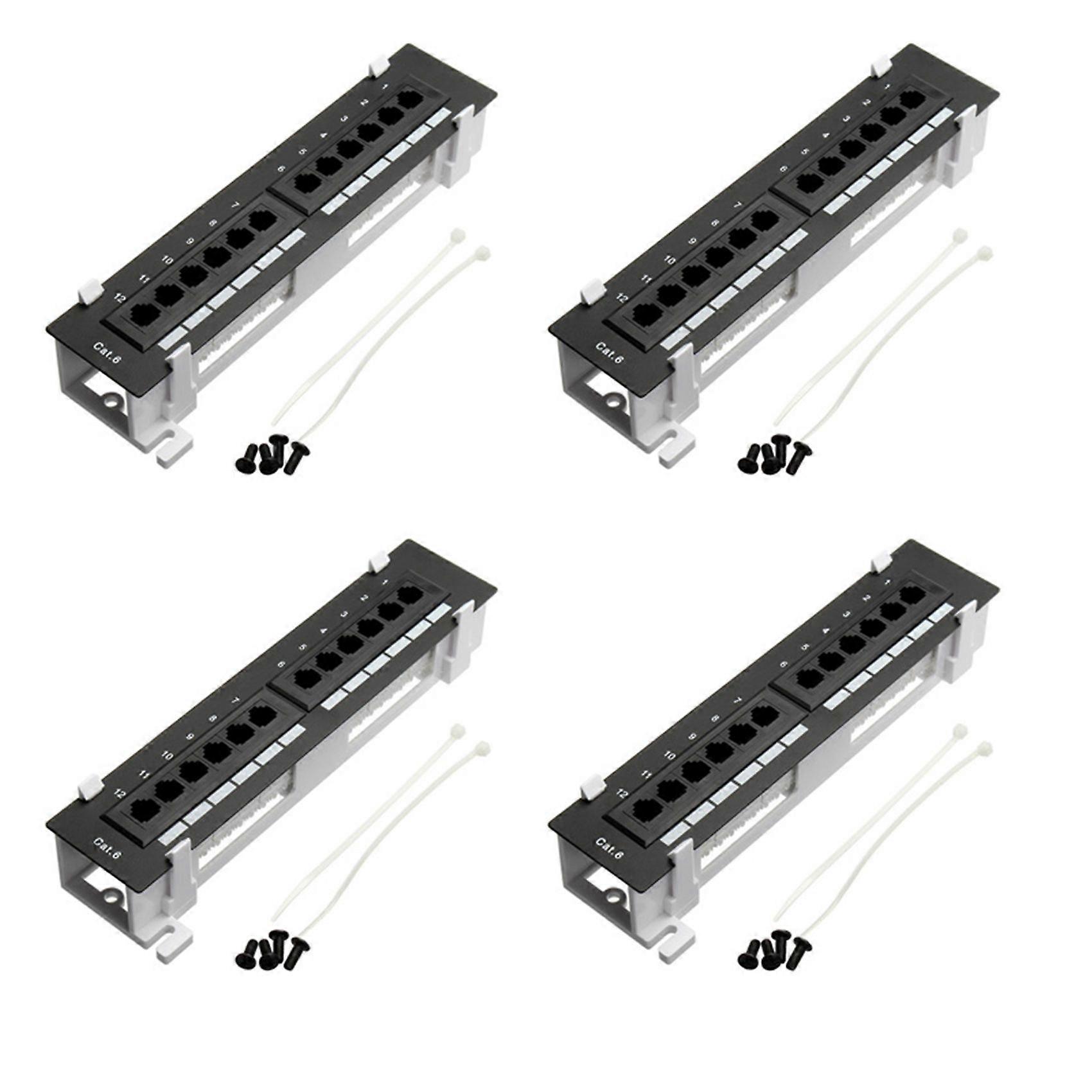 4X Network Tool Kit 12 Port CAT6 Patch Panel RJ45 Networking Wall Mount Rack with Surface Wall Mount Bracket