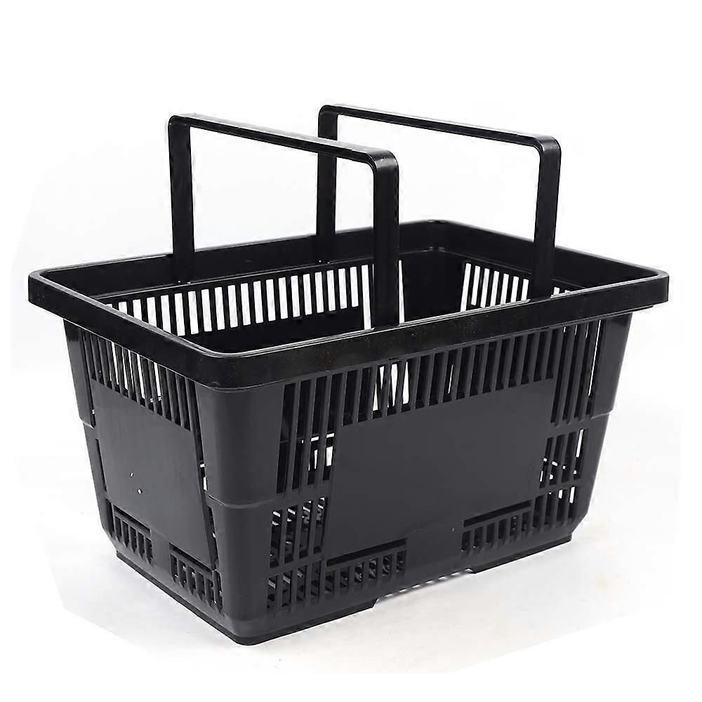 12pc Black Plastic Handheld Shopping Baskets for Supermarket, Stackable SpaceSaving Design
