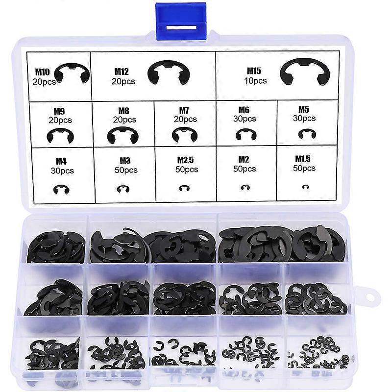 E-Clip Circlip External Retaining Ring External E-Clip Circlip Ring Assortment Kit (13-Size,400 Pcs