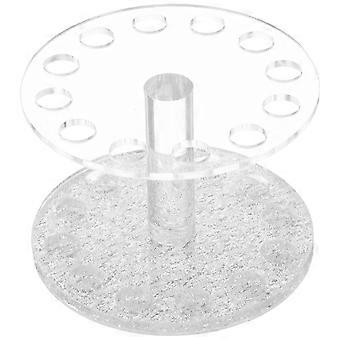 1Pc Round Sahped Nail Art Pen Holder Nail Art Tools UV Gel Brush Polish Pen Rest Holders Stands (Silver Transparent)