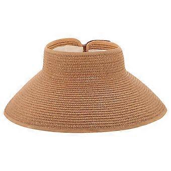 Khaki Straw Sun Hat for Sun Protection with 1Pcs Folding Wide Brim Visor Hat