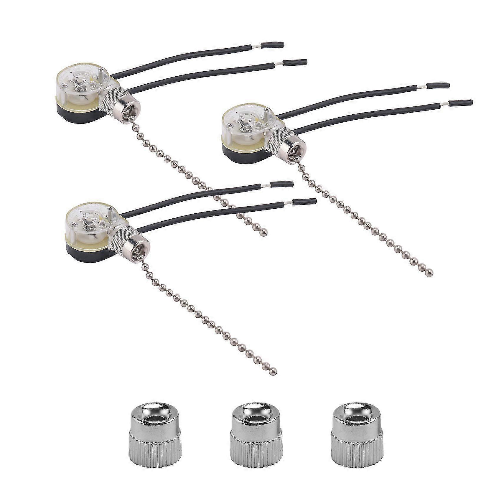 3Pack Ceiling Fan Light Switch ZE-109 Fan Switch Ceiling Pull Chain Switch Replacement (Nickel)