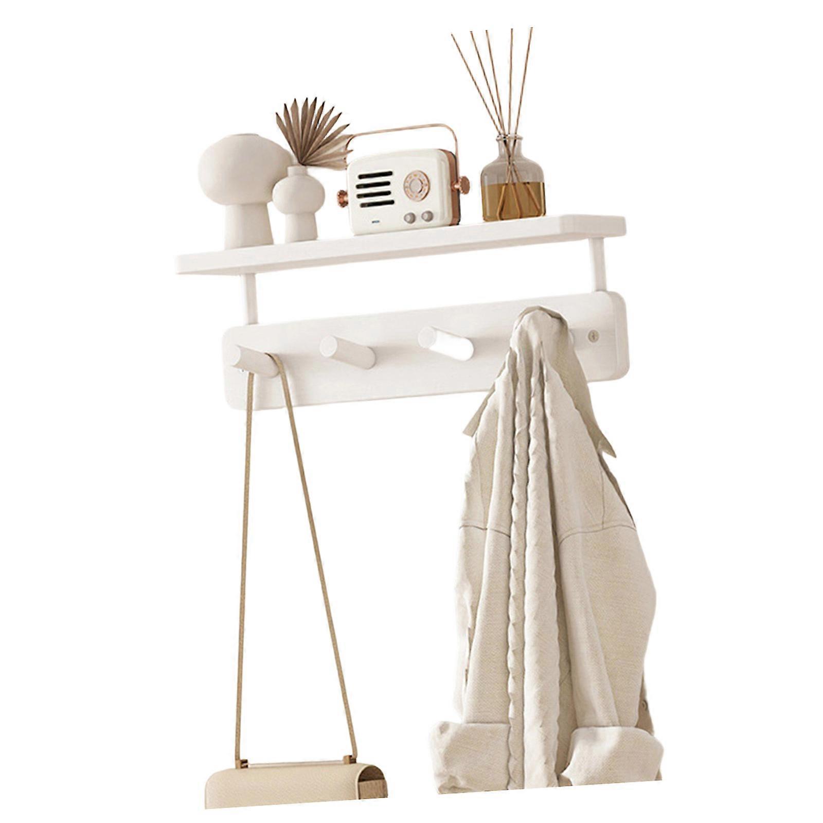 Simple Wall Mounted Coat Stand With 4 Knobs And face For Efficient Organization  White