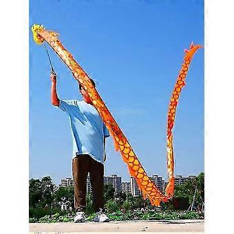 3d Colorful Dragon Silk Flowy Spinning & Shaking Poi - Flinging The Dragon Spiral Practice Ribbon Streamer With Fiberglass Handsticks + Travel Bag! (3