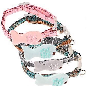 4pcs Pet Cat Collar Fish Shaped Collar Lattice Necklace Collar Adjustable Collar Set for Cat (Mix)