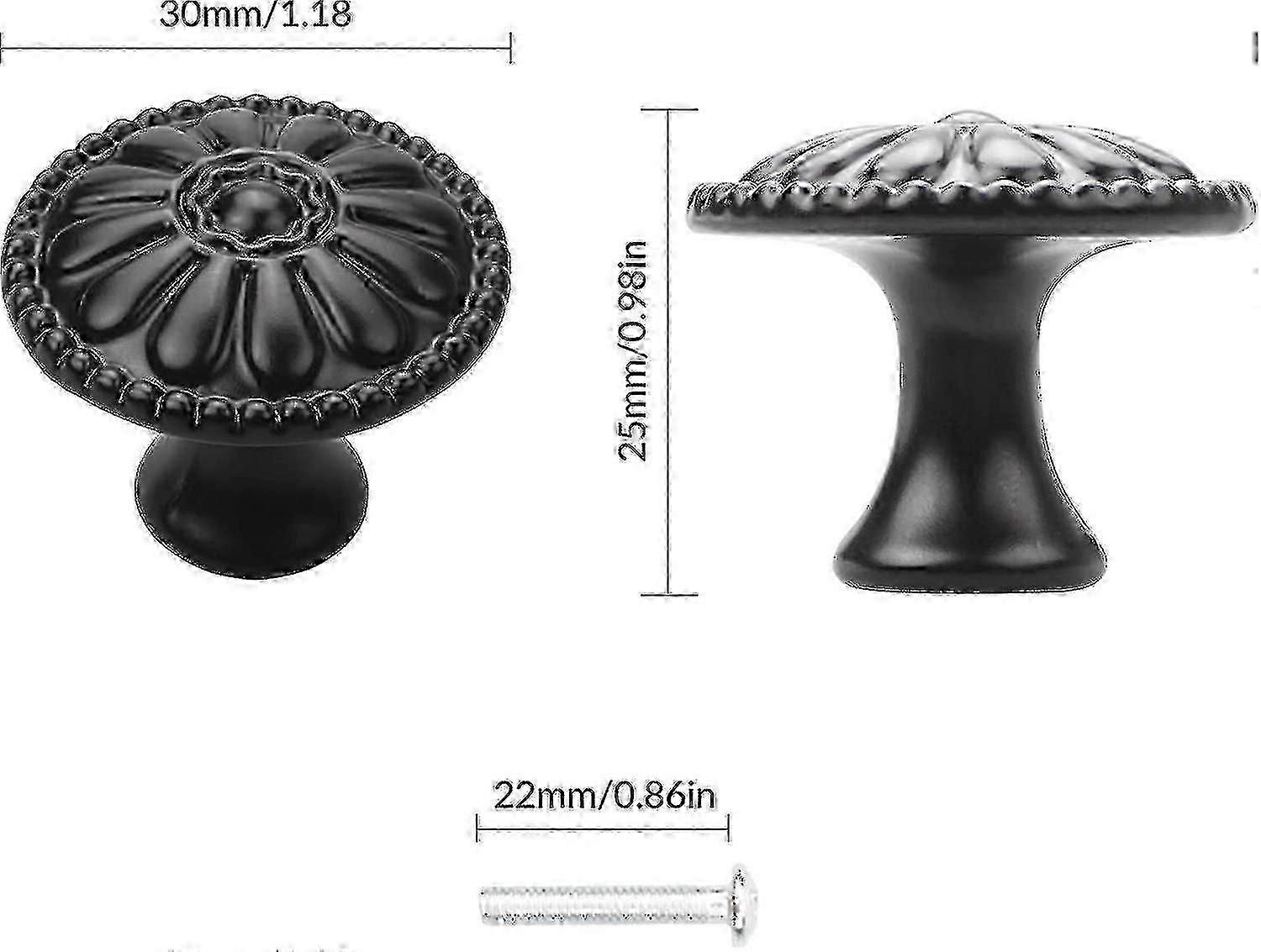 16pcs Black Cabinet Door Handle, Round Drawer Knobs, Single Hole Cupboard Handle