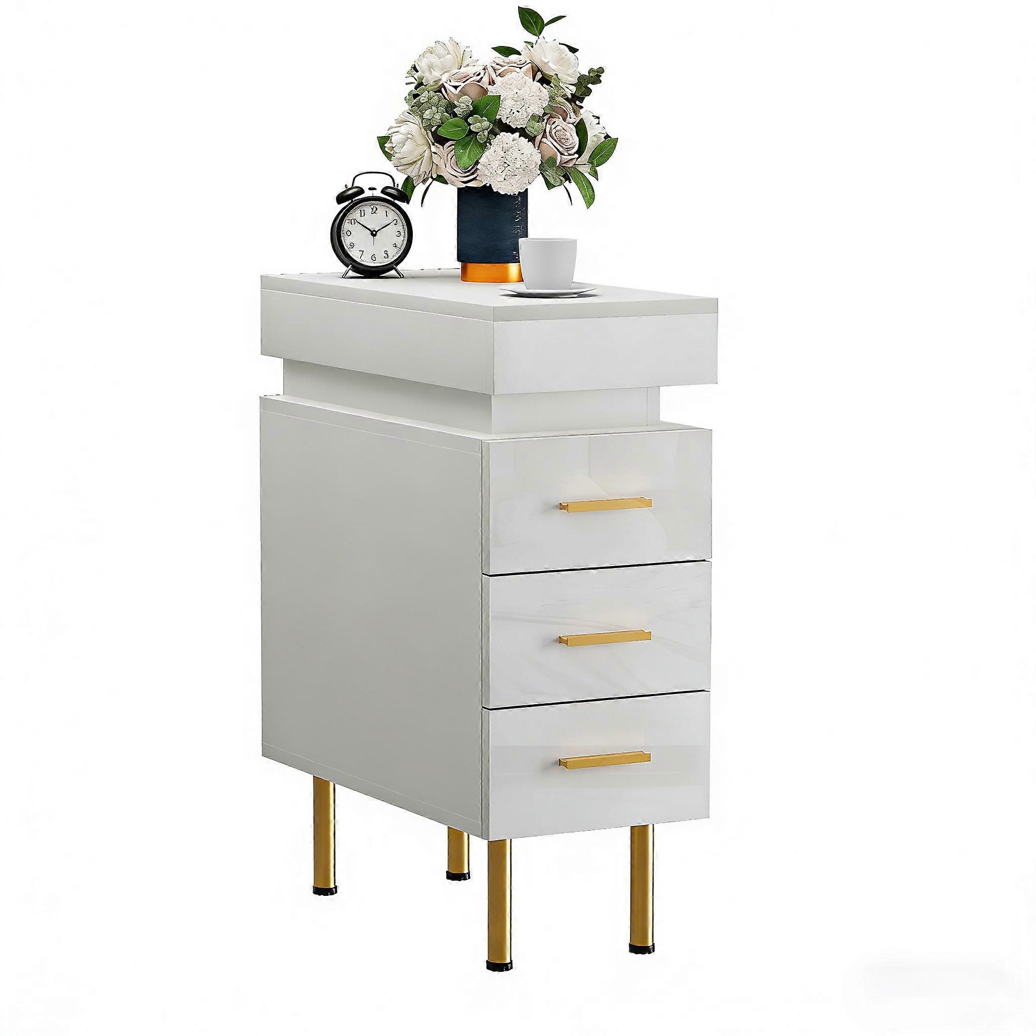Bedside Table with 3 Drawers Bedside Cabinet with Light