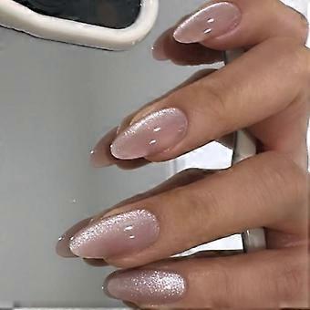 24pcs Mandorla Gatti Occhio Chiodo Pressa su Unghie Acrilico Bastone su Unghie Manicure Nail Art Per Pendolarismo Quotidiano O Occasioni Speciali