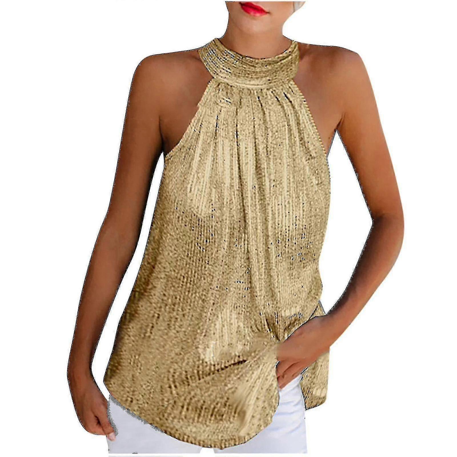 Ladies Sequin Halter Topp-YuJia