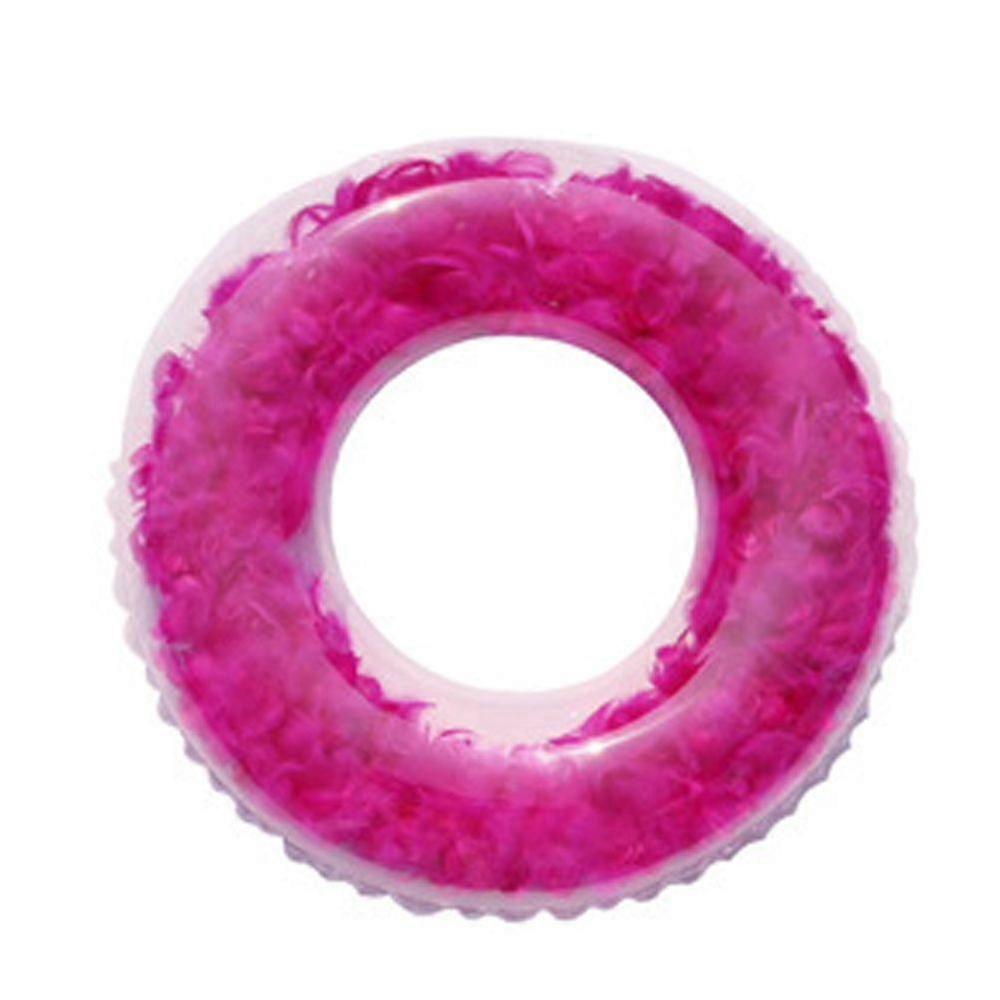 Inflatable Clear Swimming Ring Thickened Sequin Feather Inflatable Pool Floatation Ring - Red - 90#.