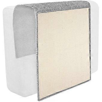 Kat Krabmat - Bescherming Sofa Fauteuil Meubels Vloer Muur - Sisal en Linnen Mat - 130 x 45cm - Geschikt voor Kat Kitten Hond (Lichtgrijs - wit