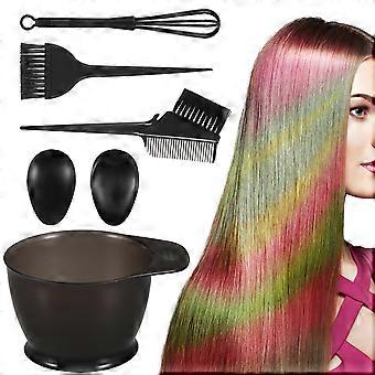 Frcolor Haarstyling-Werkzeug-Set Haaröl-Behandlungsset Schüssel Kamm Bürstenmischer Ohrenschutz Friseurzubehör (zufällige Bürste Borsten Farbe)