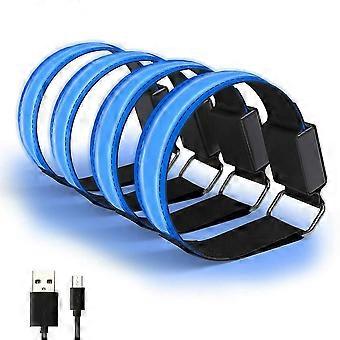 4 Stück LED-Armband USB wiederaufladbares reflektierendes Band einstellbare Sicherheitsleuchten Armbänder für Outdoor-Joggen Laufen Radsport