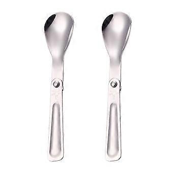 Foldable Spoon Stainless Steel for 2Pcs Multifunctional Outdoor Picnic