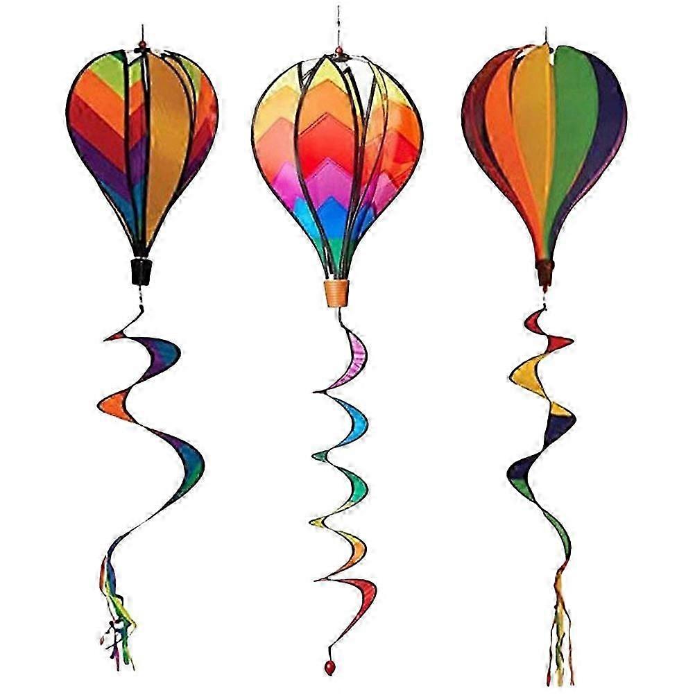 3pcs Hot Air Balloon Yard Decorations Wind Spinners Windmill Pendent