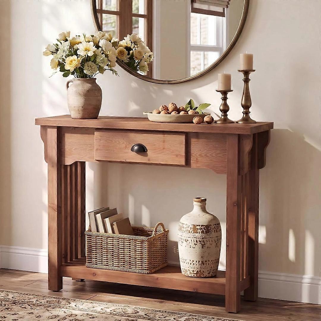 41" Solid Wood Console Table Narrow Entryway Table