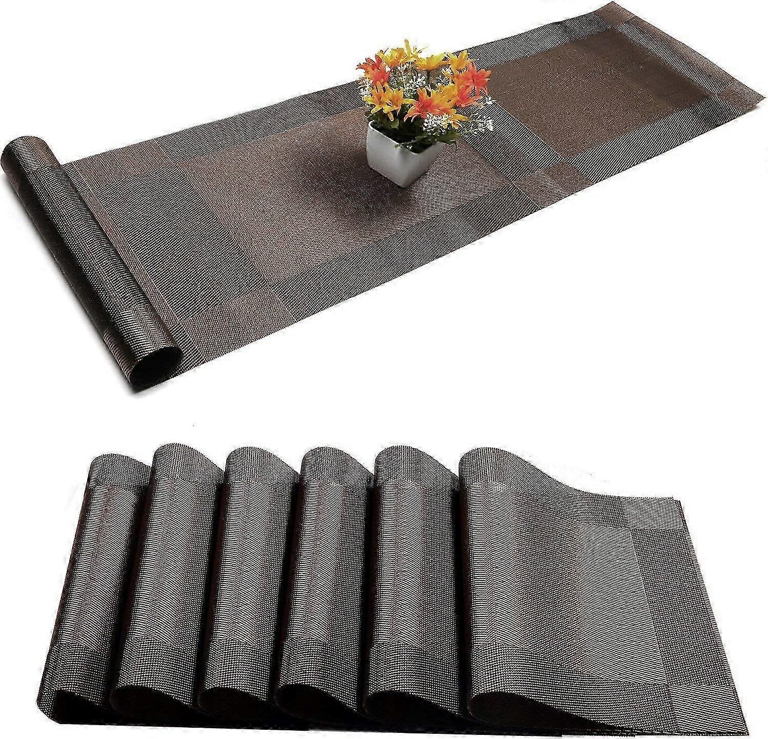 Durable Brown Crossweave Placemats Set