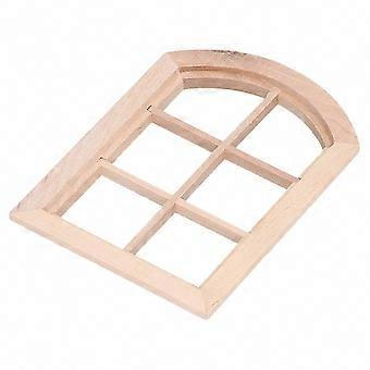 Miniature Dollhouse Model: 1 Wood Arched 6-Pane Dollhouse Window Accessory