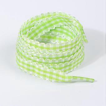 Preppy Gingham Shoelaces - 1.2cm Width Flat Wavy Edge Plaid Laces - Decorative Bow Ribbon Replacement Laces for Canvas Shoes