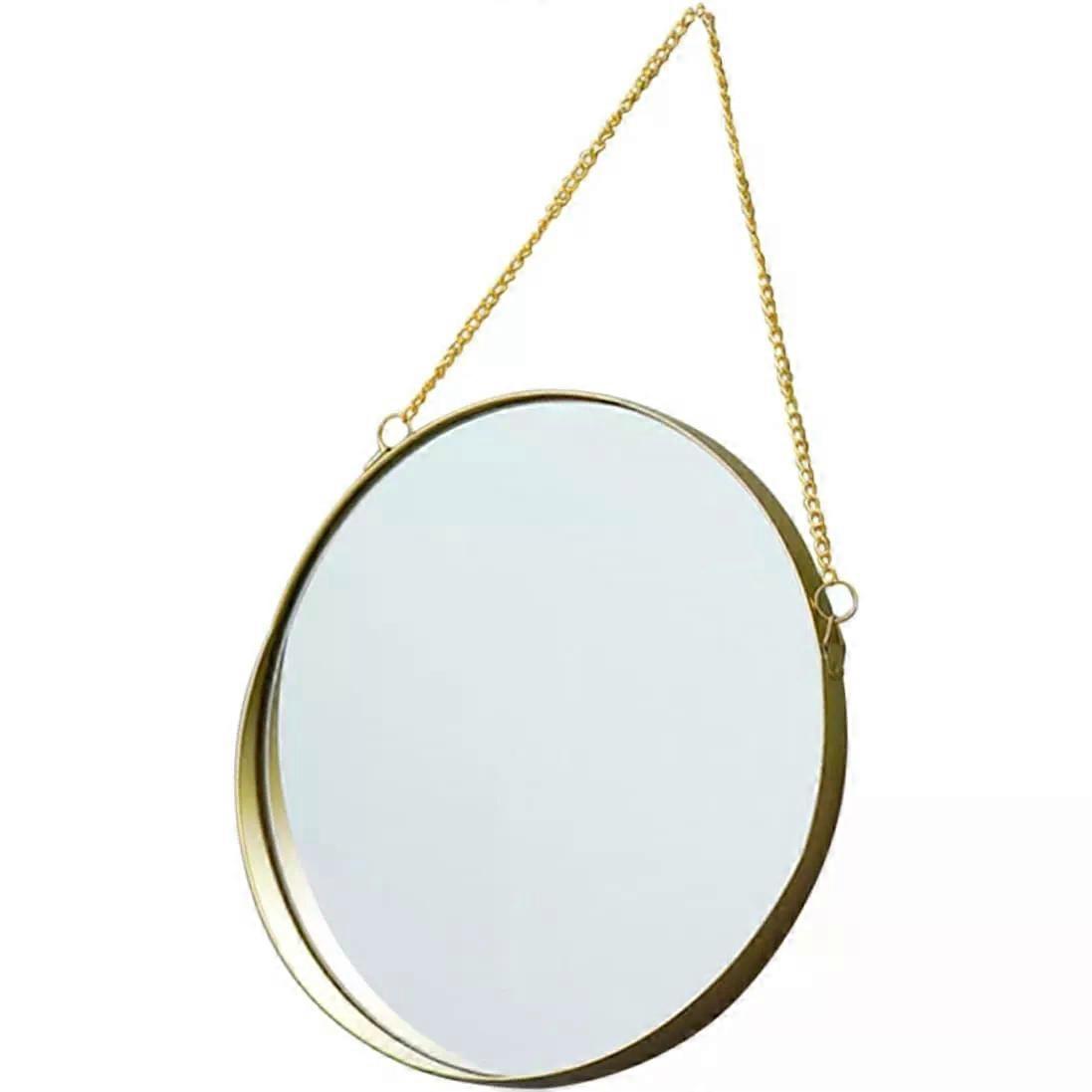 Make up Mirror Golden Metal Frame Wall Mounted Rectangular